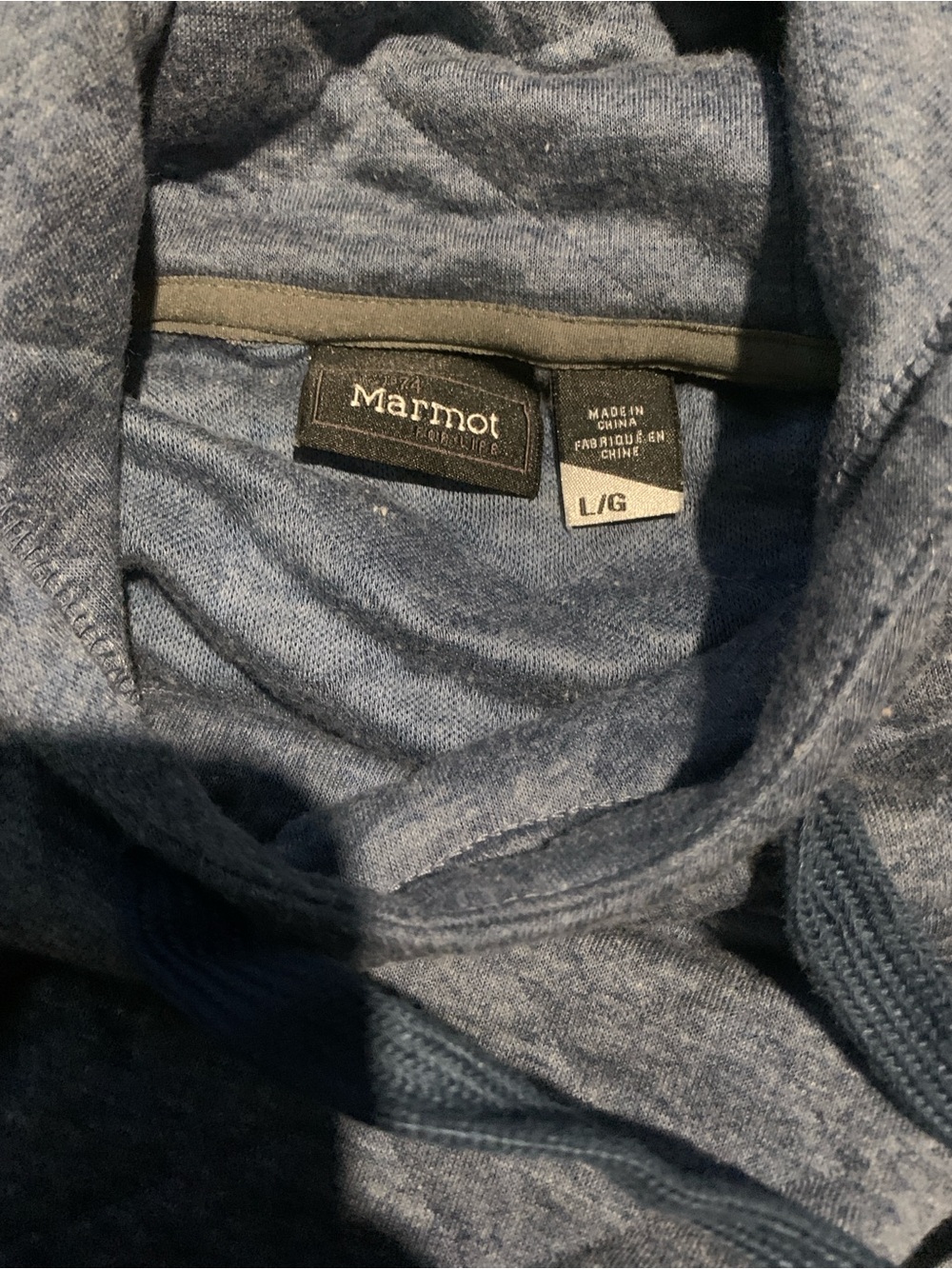 Marmot Men's Quilted Blue Pullover Hoodie with Drawstring - Picture 4 of 7